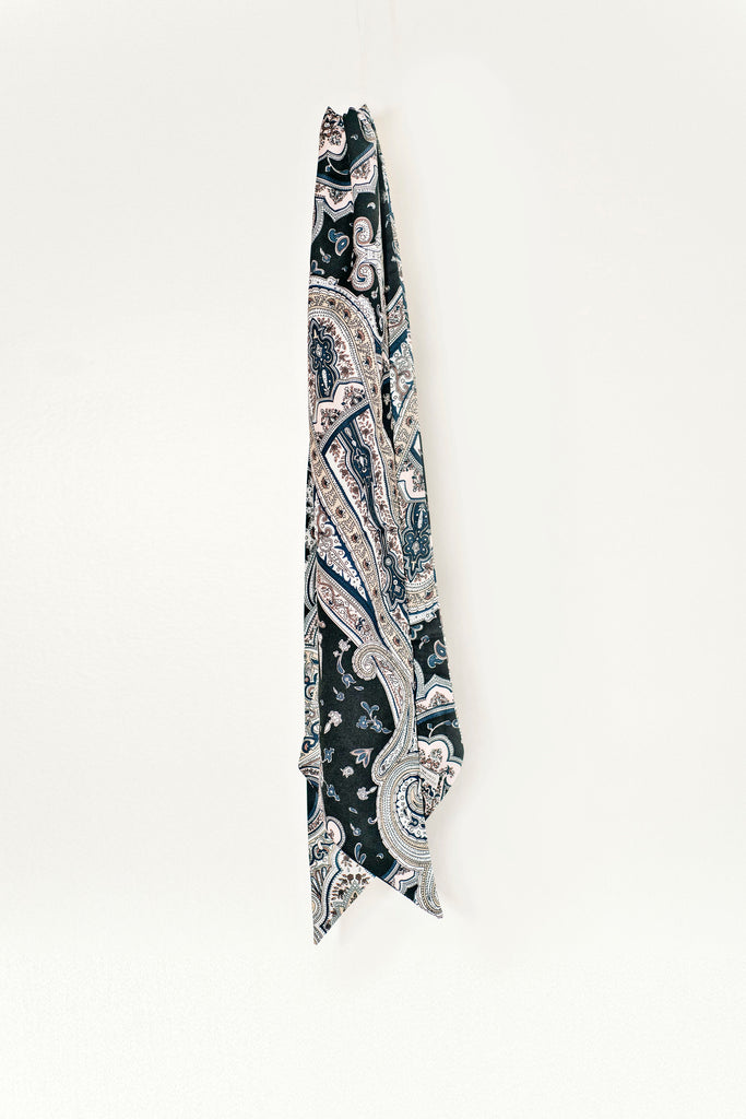 Silky Paisley Print Neckerchief Scarf in Black | Accessories and Summer ...